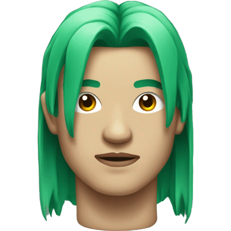 Head of Asian male cyborg with long green hair emoji