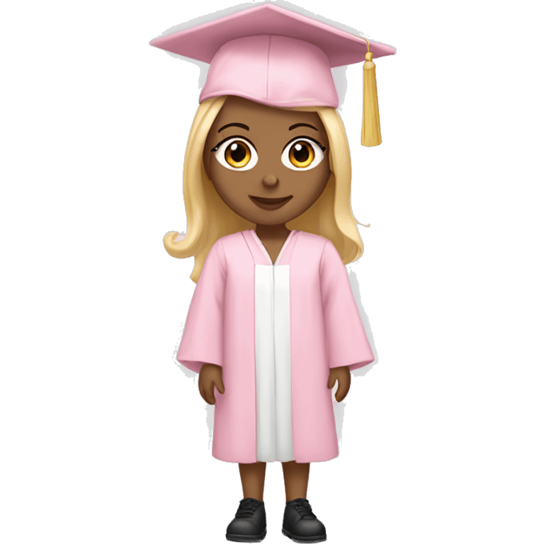 White Girl wearing baby pink graduation gown emoji