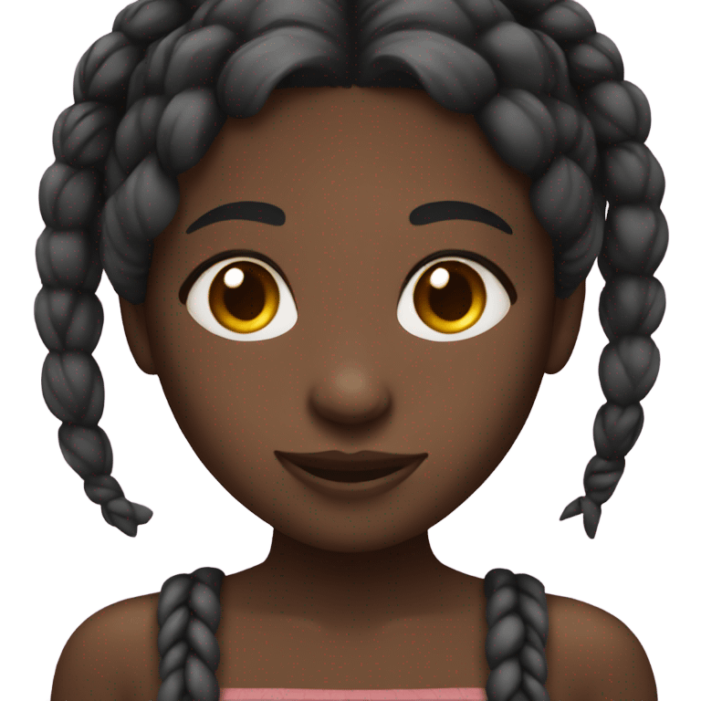 Dark skinned girl with braids and brown eyes emoji