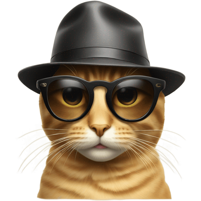 Cat with American sun glasses and a black hat  emoji