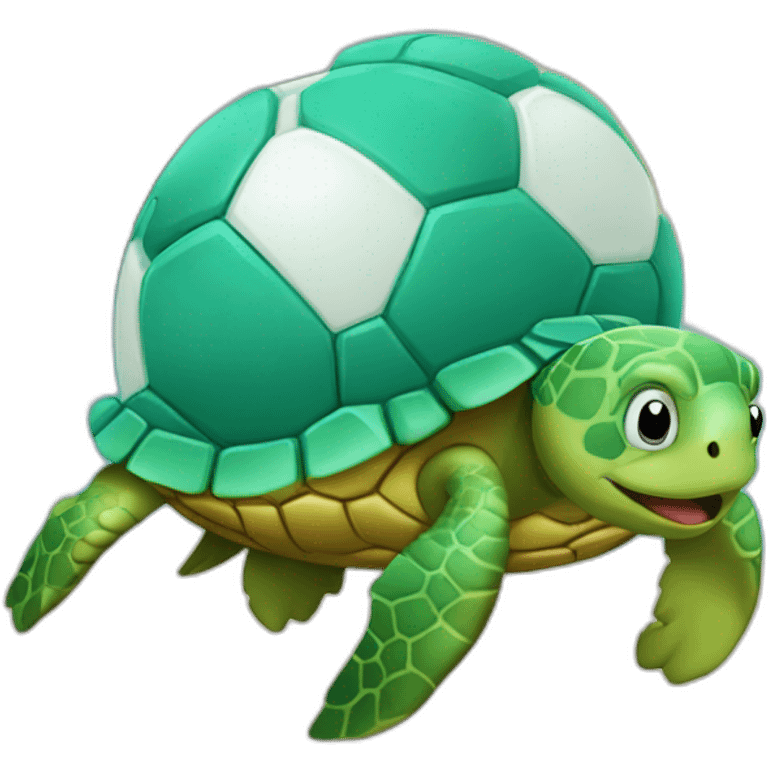 Sea turtle playing soccer chewing gum emoji