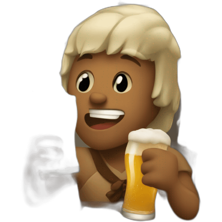 drinking beer with watching sports game emoji