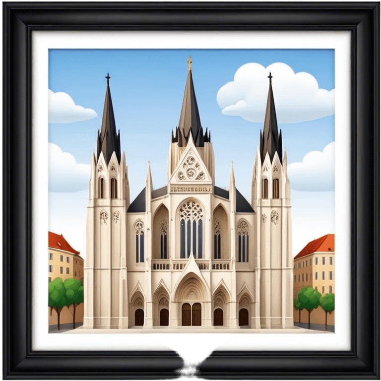 Cinematic Realistic Zagreb Cathedral Landmark Emoji, depicted with Gothic architecture rendered with lifelike detail and majestic, soft lighting. emoji