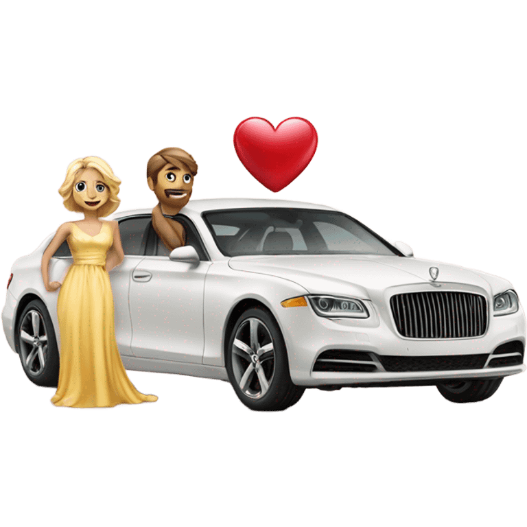 Luxury car with a heart and a couple emoji