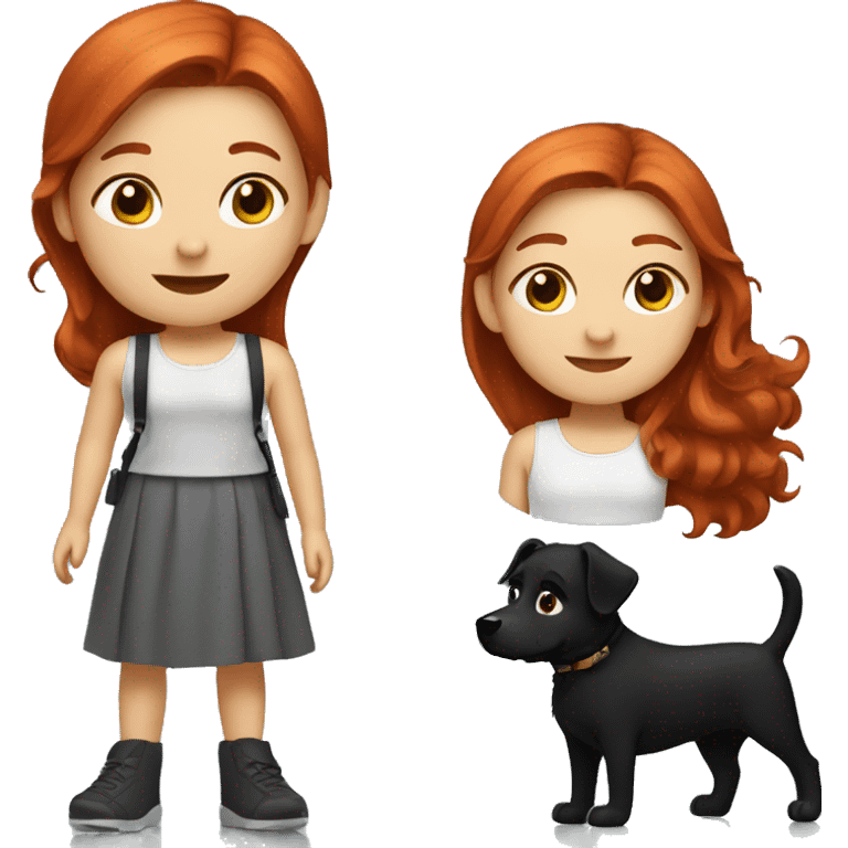 redhead girl with a black dog emoji