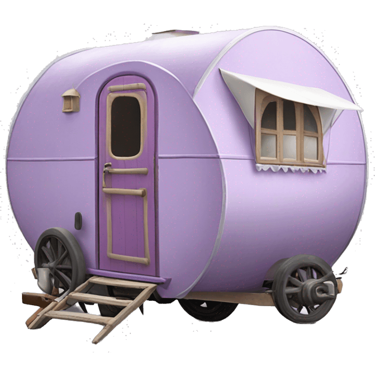 Realistic light purple vintage round gypsy caravan wagon camper emoji