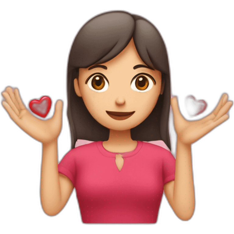 Mujer formando corazón con las manos  emoji