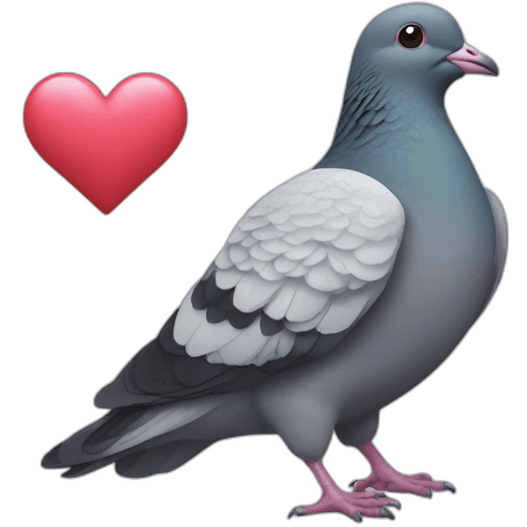 Pigeon holding a heart emoji