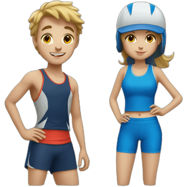 sporty european boy and girl emoji