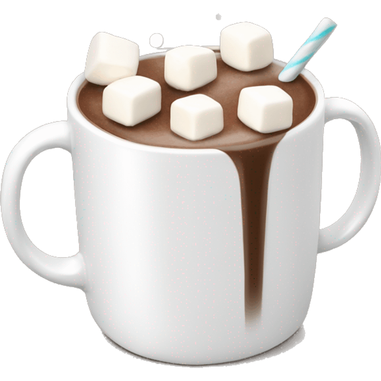 Christmas White mug of hot chocolate with marshmallows  emoji