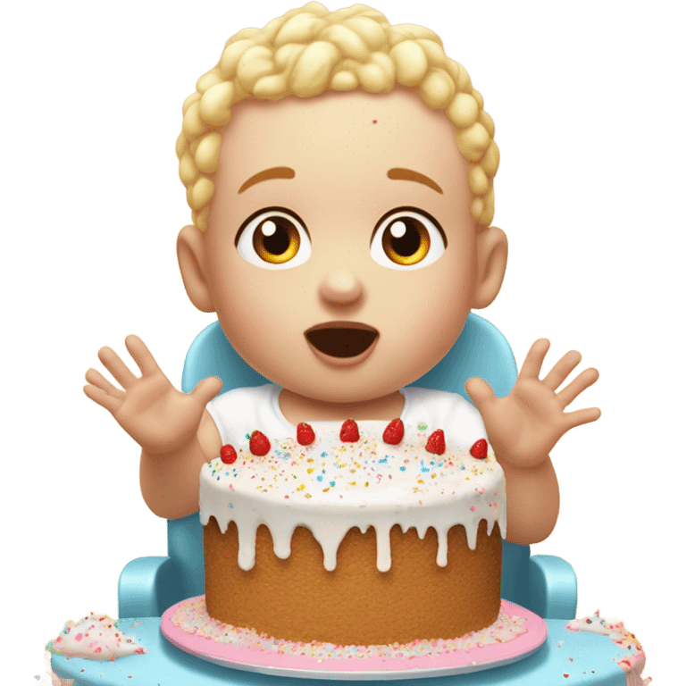 White Baby eating cake  emoji