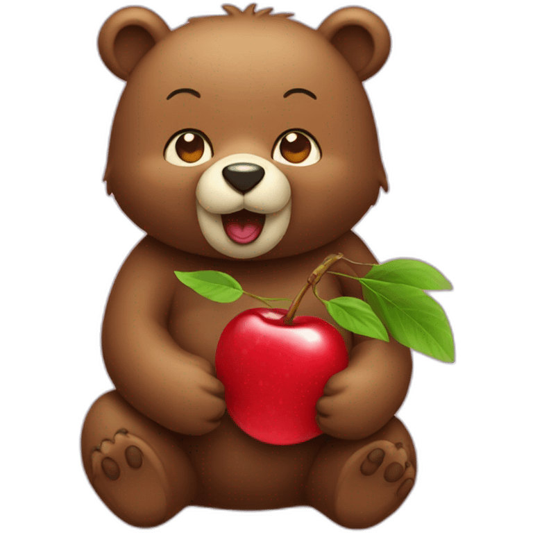 bear eating cherry emoji