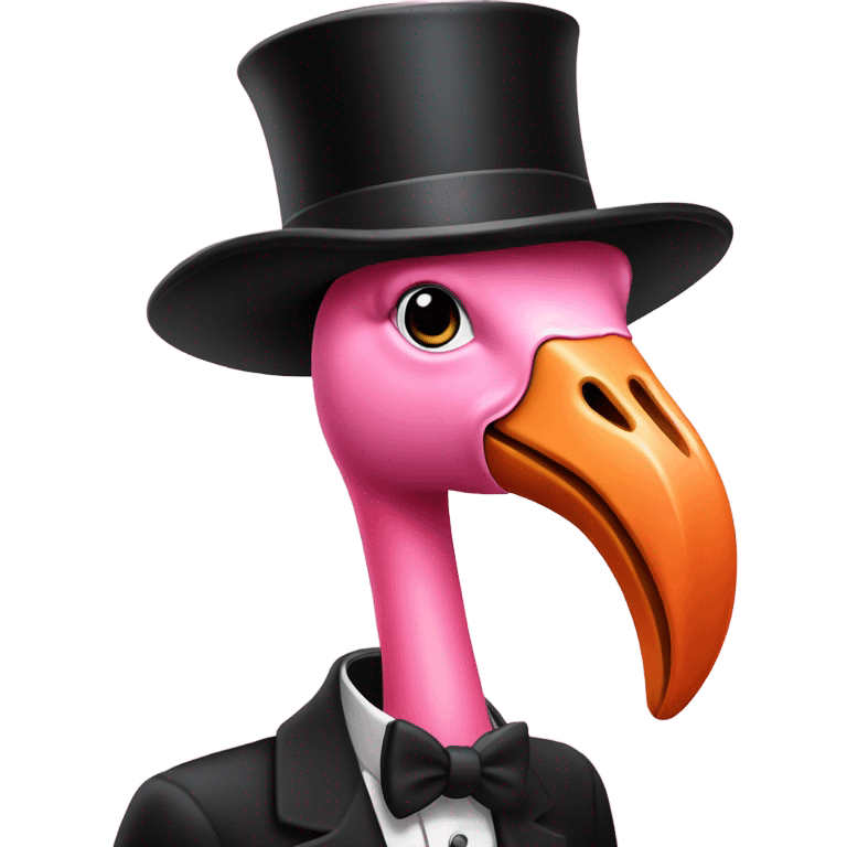 Flamingo with top hat emoji