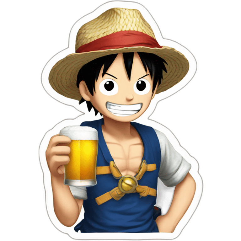 Luffy drink beer emoji