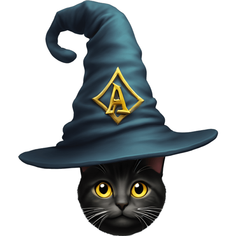 a wizard hat on top of a cat  emoji