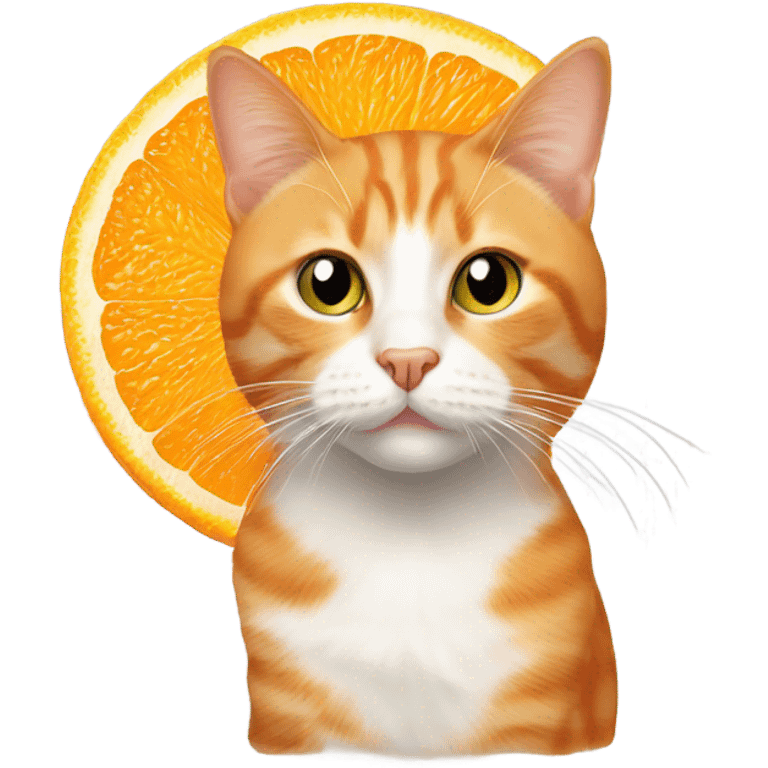 Orange tabby cat with orange slice around neck emoji