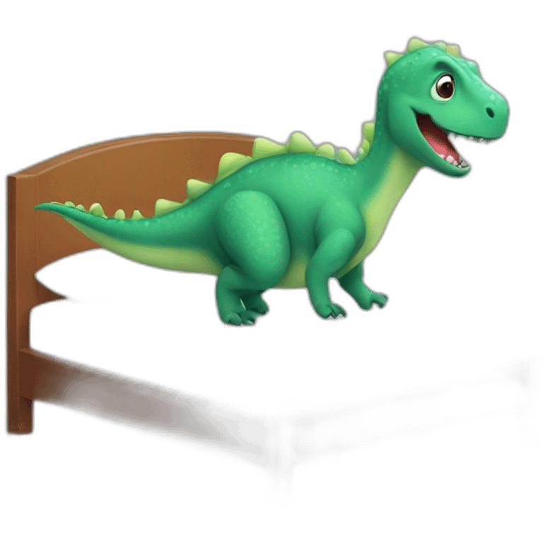 Cute dino jumping on the bed emoji