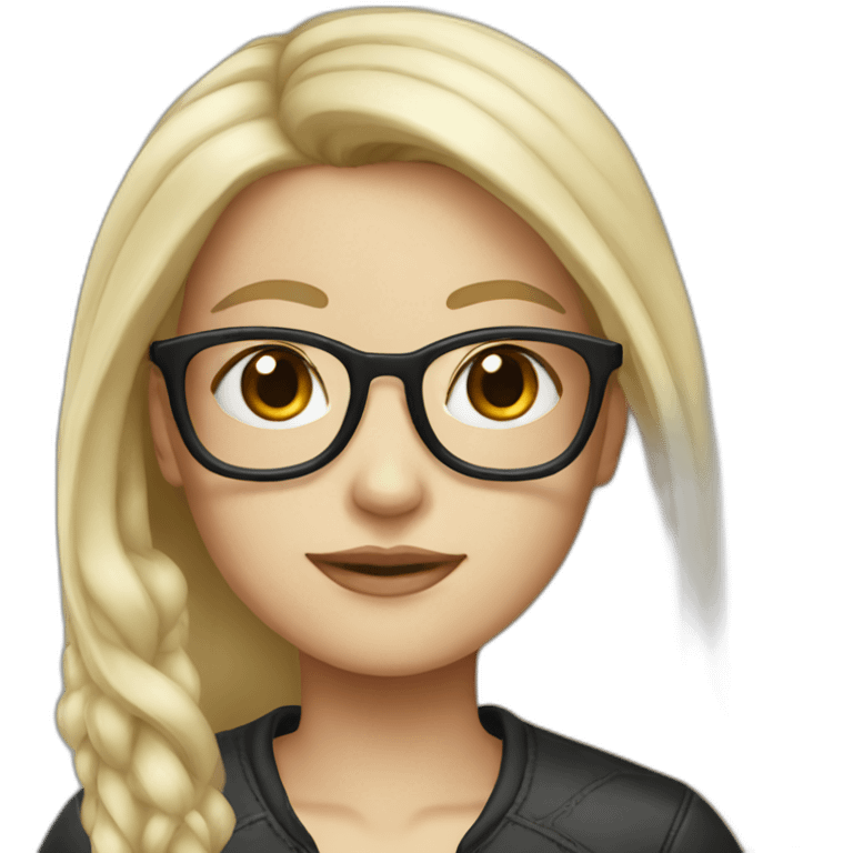 White-skinned girl with black hair and blond glasses emoji