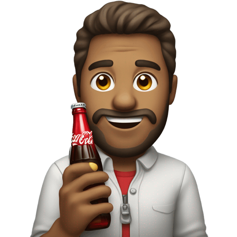 a man drinking a coca cola bottle  emoji