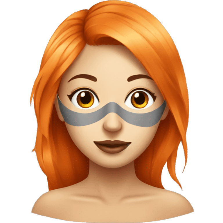 Tan skinned girl with orange hair with face mask spa beauty full face relaxing emoji