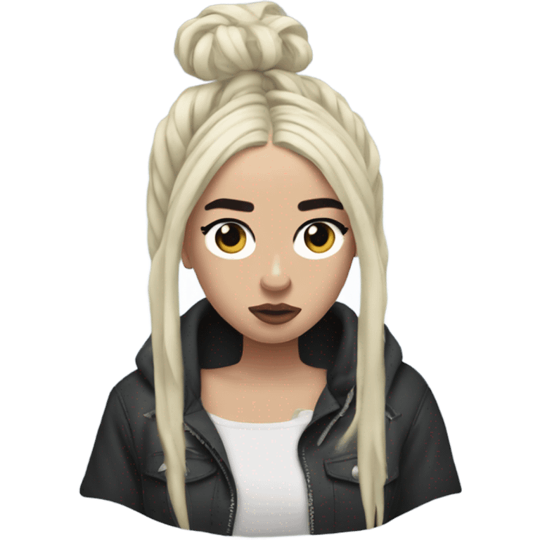 black haired Billie Eilish with bun emoji