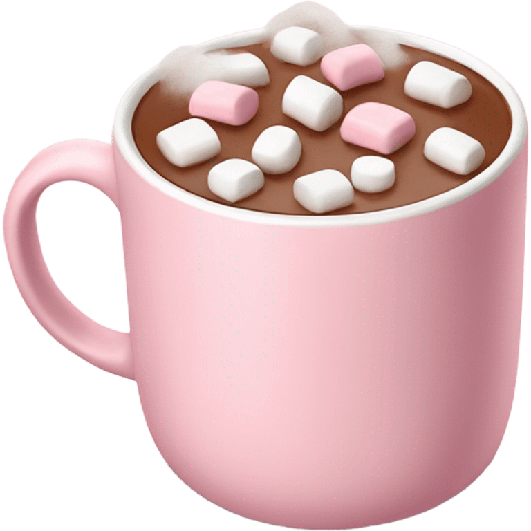 Light Pink mug of hot chocolate with marshmallows  emoji