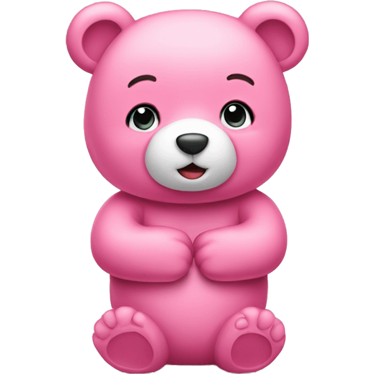 cute pink bear with hands held together close to chest  emoji