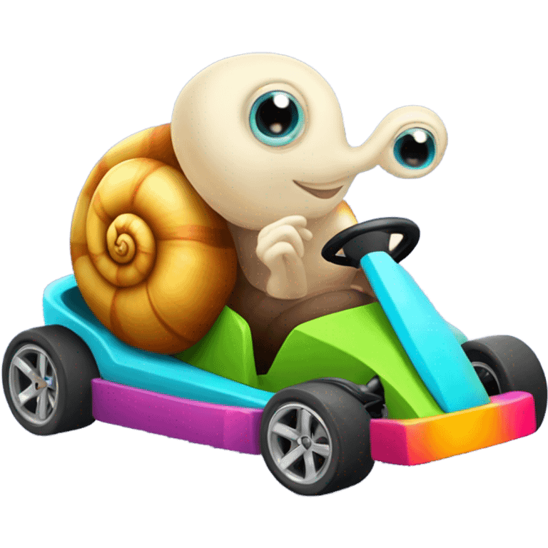 Snail driving a gokart emoji