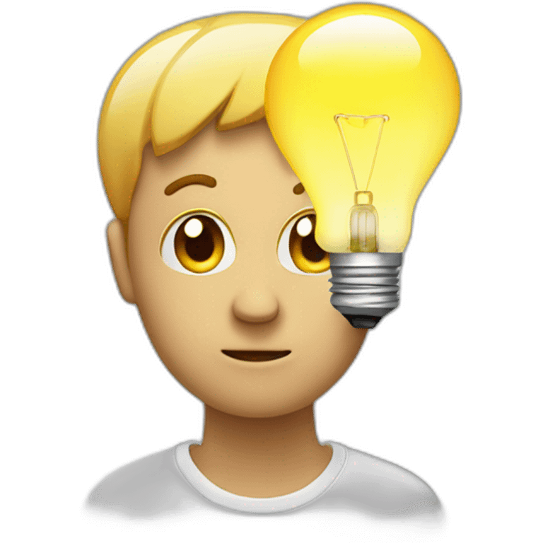 Pensive face with lightbulb on top of the head  emoji