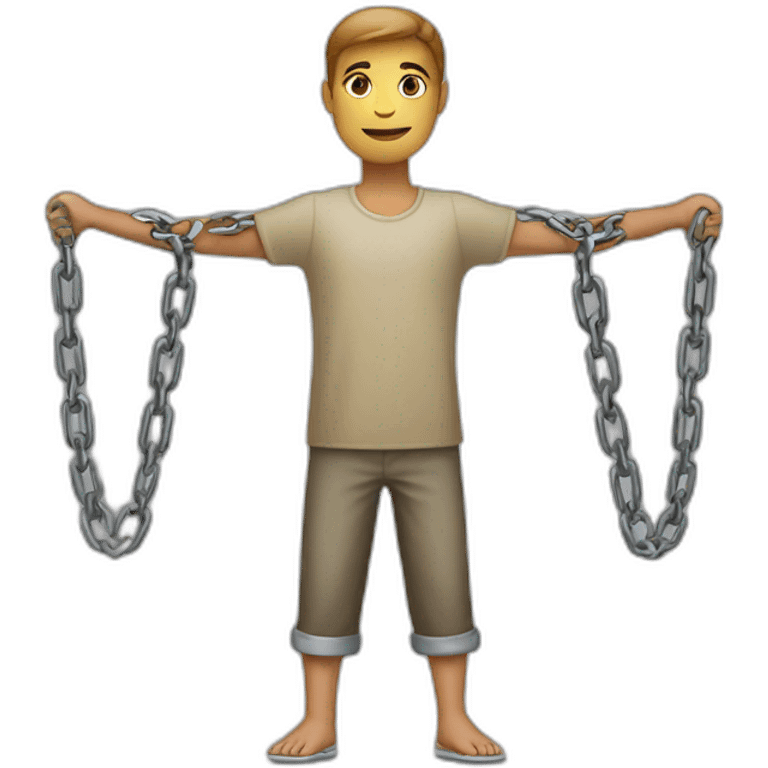 a person who has chain around ankles emoji