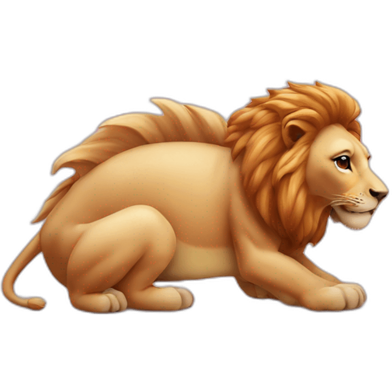 Lion sur une tortue rose emoji