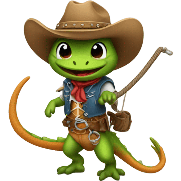 Cowboy lizard with a lasso emoji