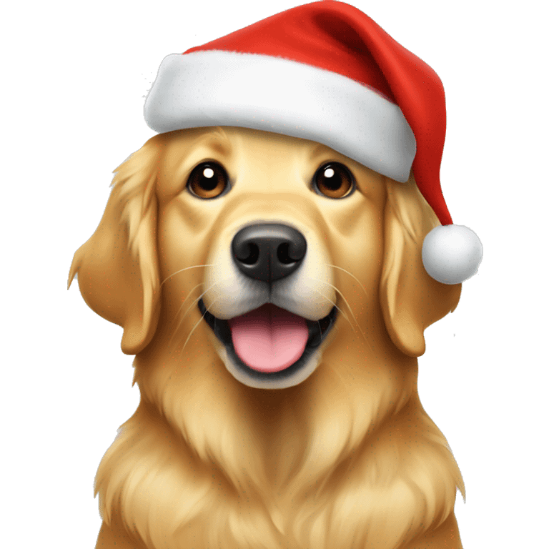 Golden Retriever with Santa hat emoji