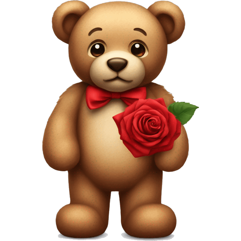 teddy bear with red bow and red rose emoji