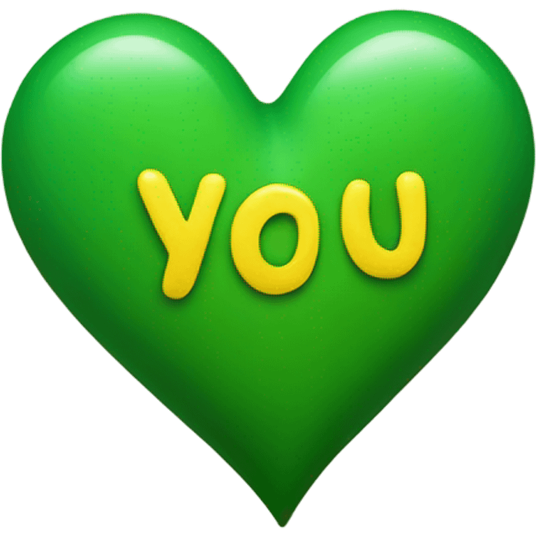 i love u in green heart yellow text emoji