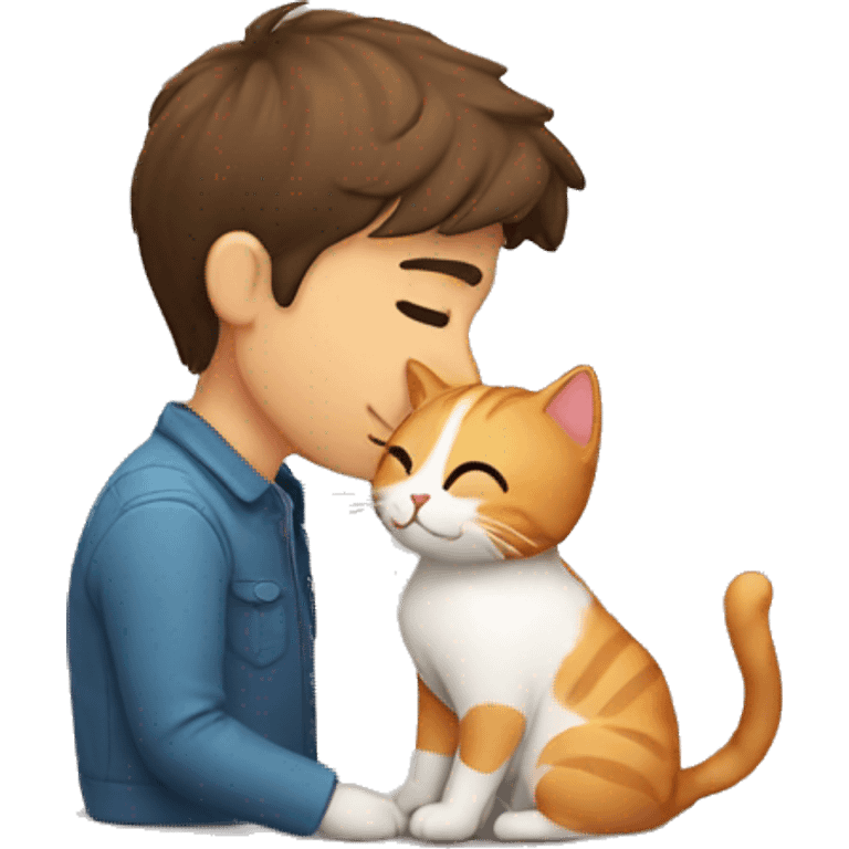 a man kiss his cat emoji