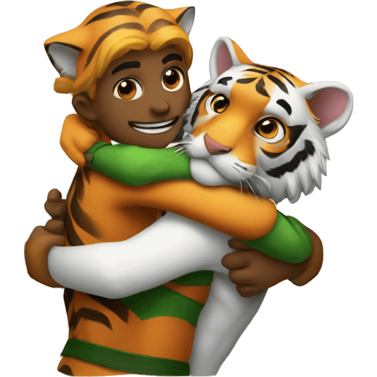 tiger and elf hugging emoji