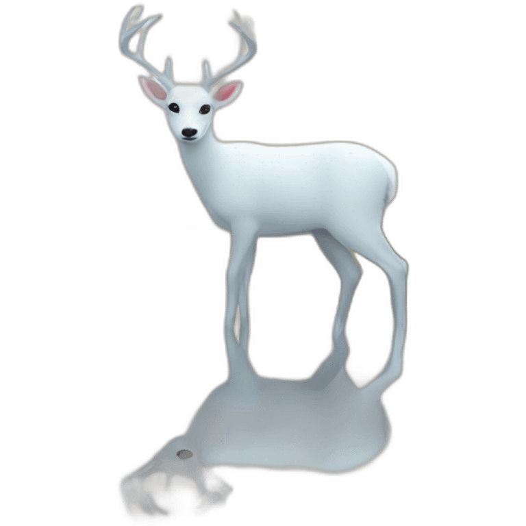 white deer reflected in the spring emoji