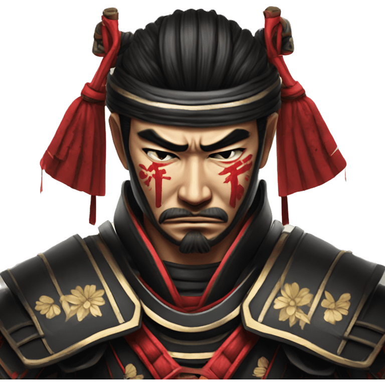 sad shogun samurai in black and red colors armor is crying coz he lost in poker  emoji