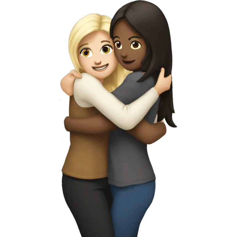 blondie and brunette hug emoji