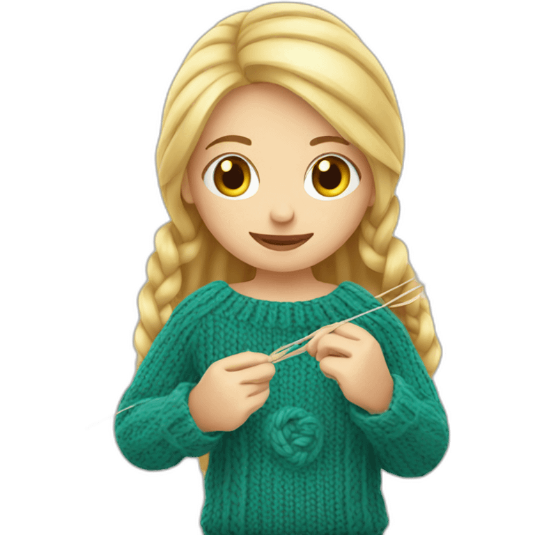 Blond girl knitting emoji