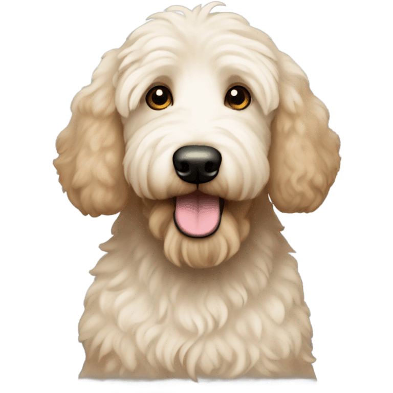 White goldendoodle light brown around eyes and ears emoji