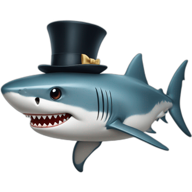 Shark with a top hat emoji