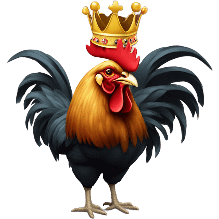 rooster with king's crown emoji