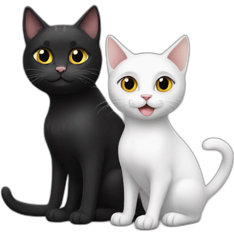 black cat and white cat emoji