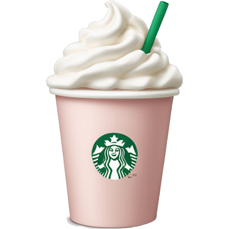 Pale blush pink Starbucks cup with whipped cream  emoji