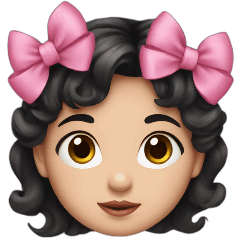 Baby girl with black hair and pink bow emoji