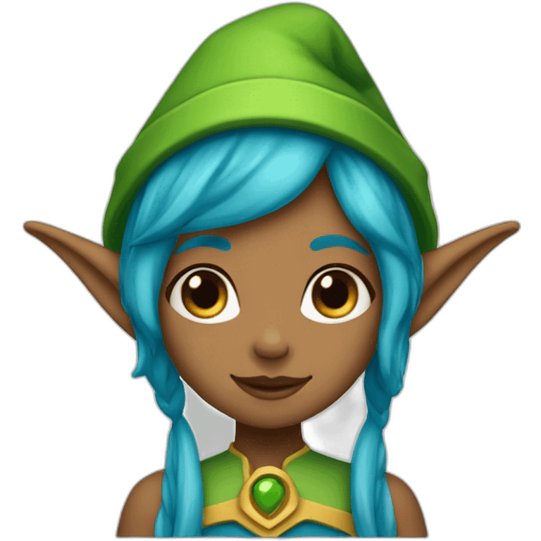 elf-girl-blue-hair-green-hat-and-pointy-ears emoji