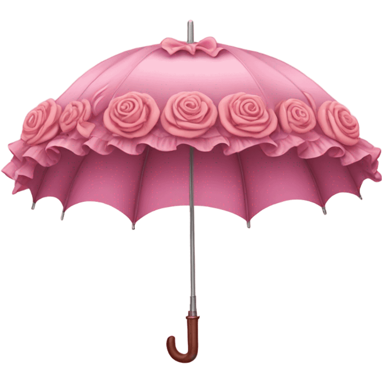 Detailed pink umbrella with large ruffles and roses  emoji