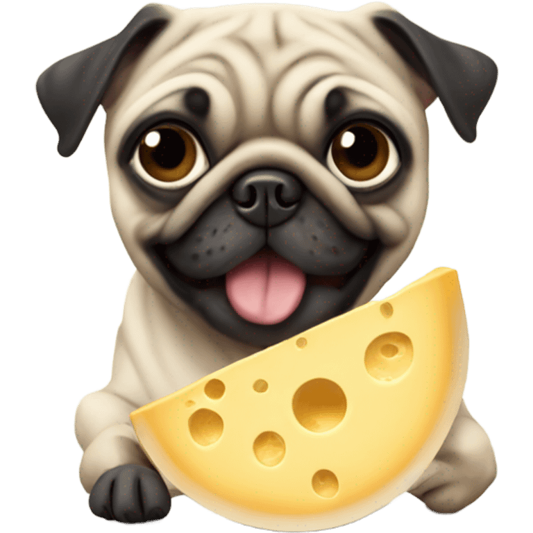 Skinny Pug eating cheese emoji